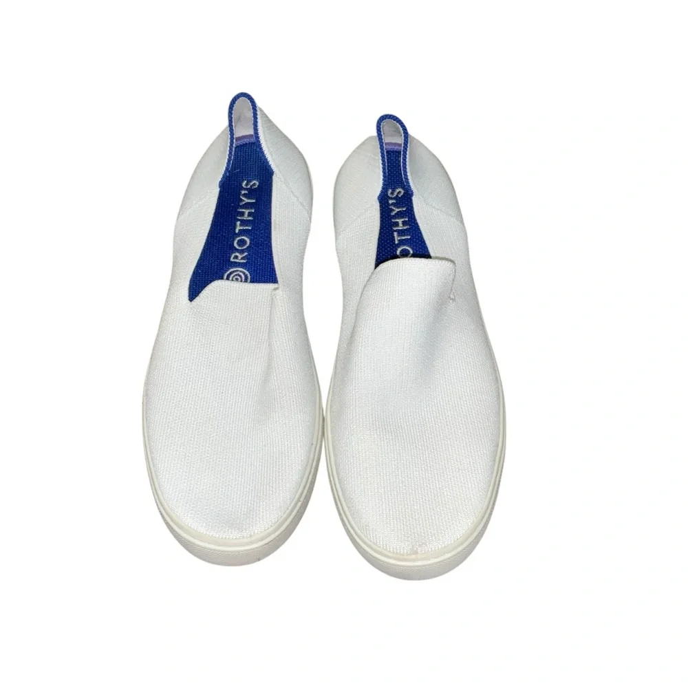 Rothy’s The Original Slip On Sneakers Women’s 8 White Knit Comfort Shoes